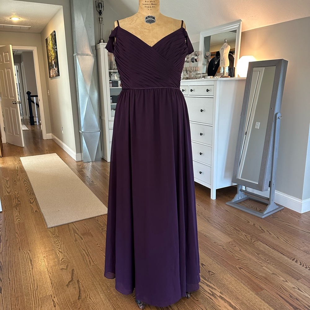 Gorgeous Aubergine colored chiffon A-line  floor length dress. Size 20